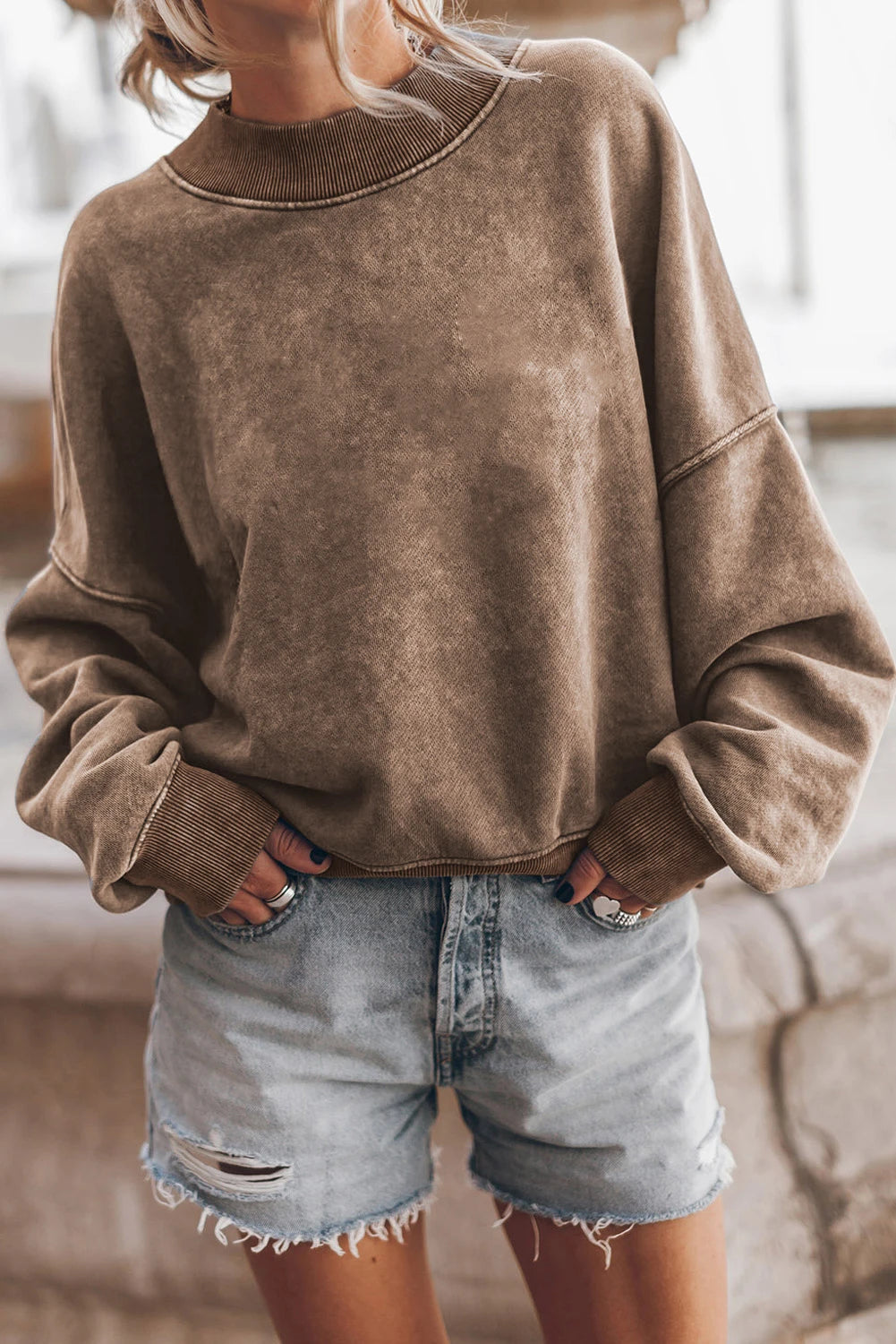 Rustic Chill Acid-Wash Sweater